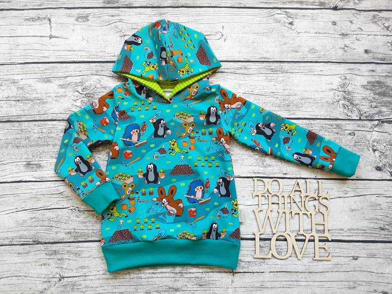 Kapuzenpullover Pauli Der Kleine Maulwurf Und Seine Freunde Hase, Igel Maus Im Garten - Pullover Für Mädchen Jungs von Stoffloewe