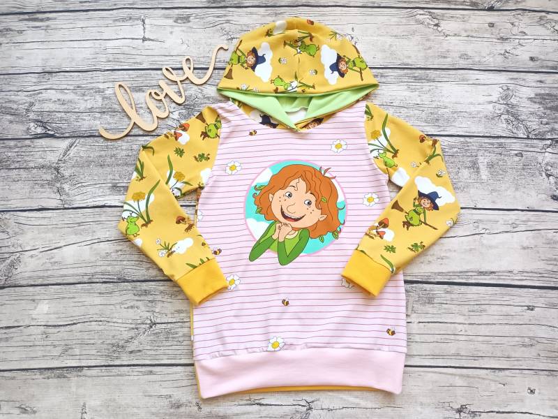 Kapuzenpullover Petronella Apfelmus - Hoodie Für Mädchen Gelb/Rosa von Stoffloewe