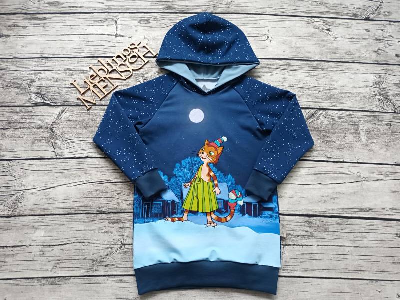 Kapuzenpullover Pettersson & Findus Winternacht - Hoodie/Pullover Für Mädchen Und Jungs Dunkelblau von Stoffloewe