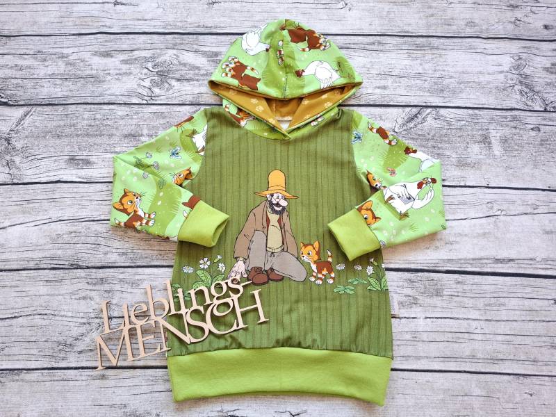 Kapuzenpullover Pettersson & Klein Findus Mit Den Hühnern - Hoodie/Pullover Für Mädchen Und Jungs Grün/Braun von Stoffloewe