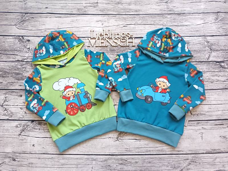Kapuzenpullover Unser Sandmännchen Eisenbahn Oder Auto - Pullover Für Mädchen Und Jungs von Stoffloewe