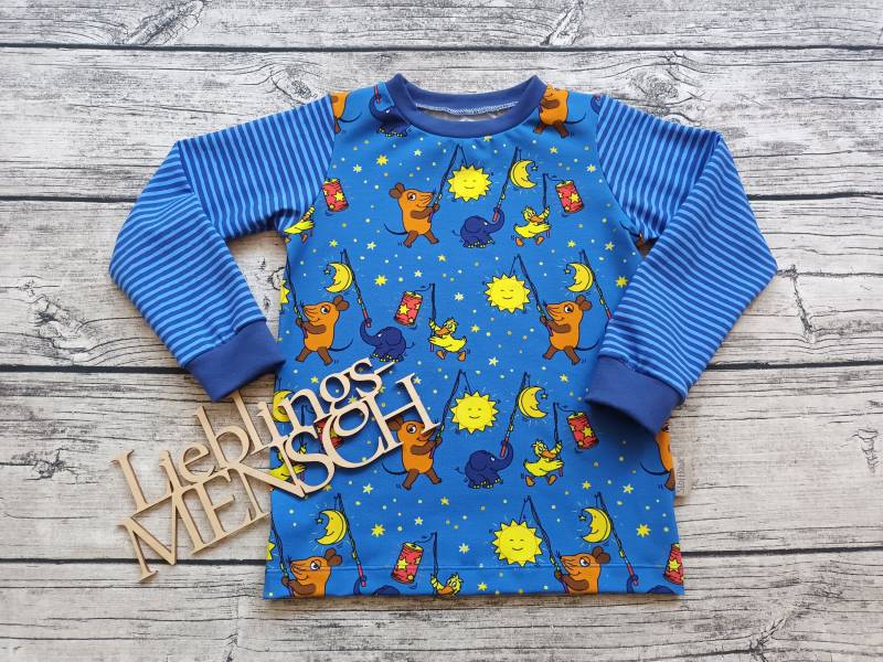 Letztes Größe 104 Langarmshirt Die Sendung Mit Der Maus Laternenlauf - Pullover Für Mädchen Und Jungs Blau von Stoffloewe