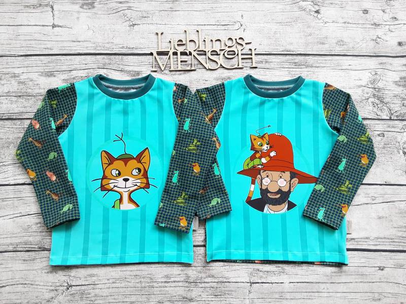 Letztes Größe 104 Langarmshirt Pettersson Und Findus Mit Den Mucklas - Pullover Für Mädchen Jungs von Stoffloewe