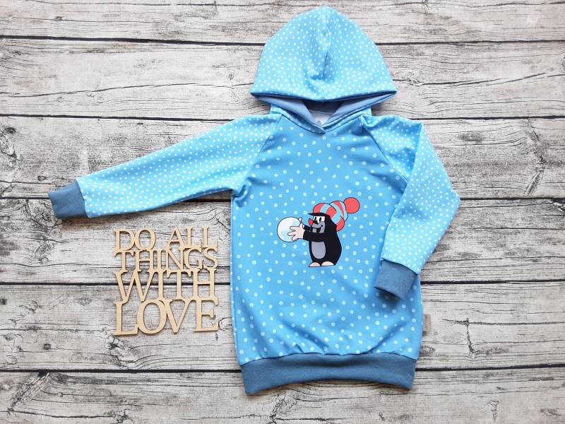 Letzter Größe 104 Pauli Der Kleine Maulwurf Schneeball - Hoodie/Pullover Für Mädchen Und Jungs Hellblau von Stoffloewe
