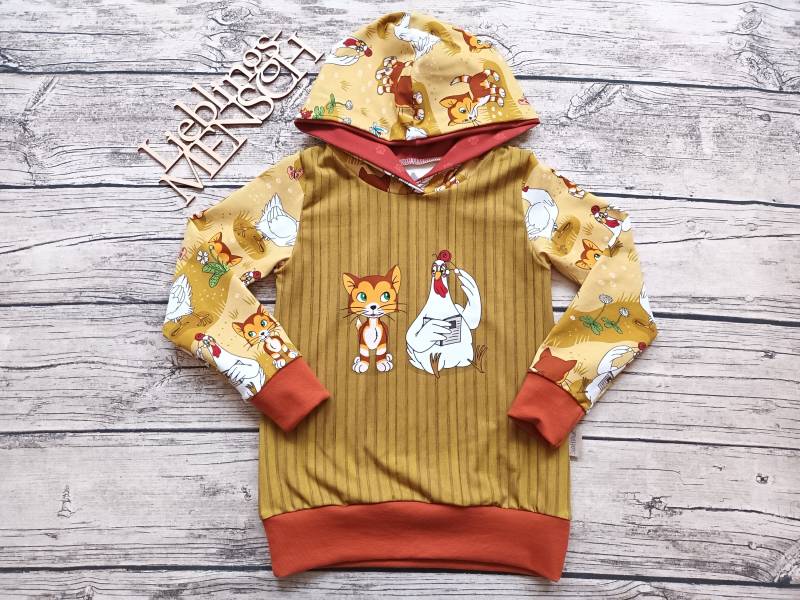 Letzter Größe 110 Kapuzenpullover Pettersson Und Findus - Klein Die Hühner Pullover/Hoodie Für Mädchen Jungs von Stoffloewe