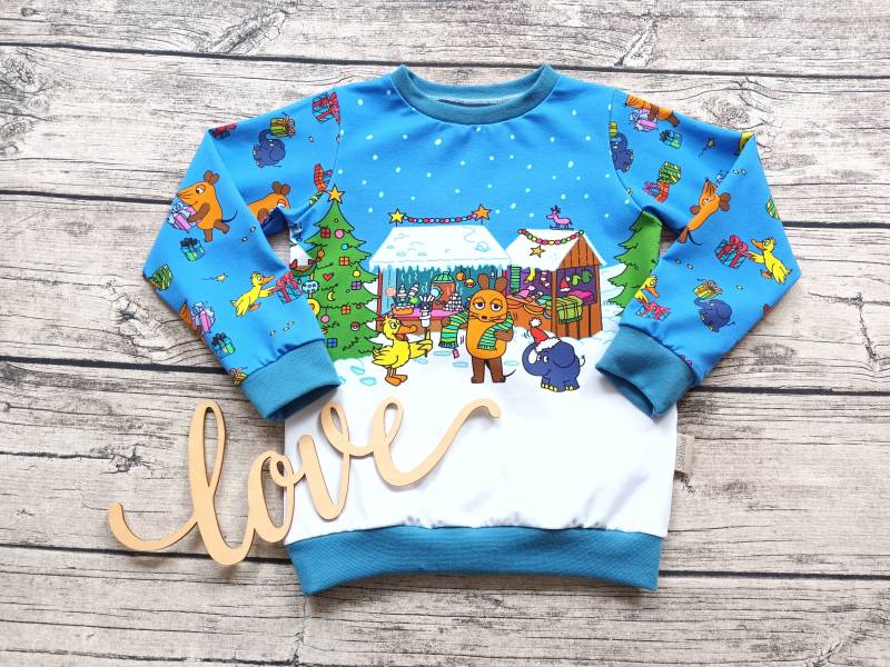Letzter Größe 110 Pullover Weihnachtsmarkt Die Sendung Mit Der Maus, Elefant Und Ente - Für Mädchen Jungs Alle Jahre Wieder von Stoffloewe