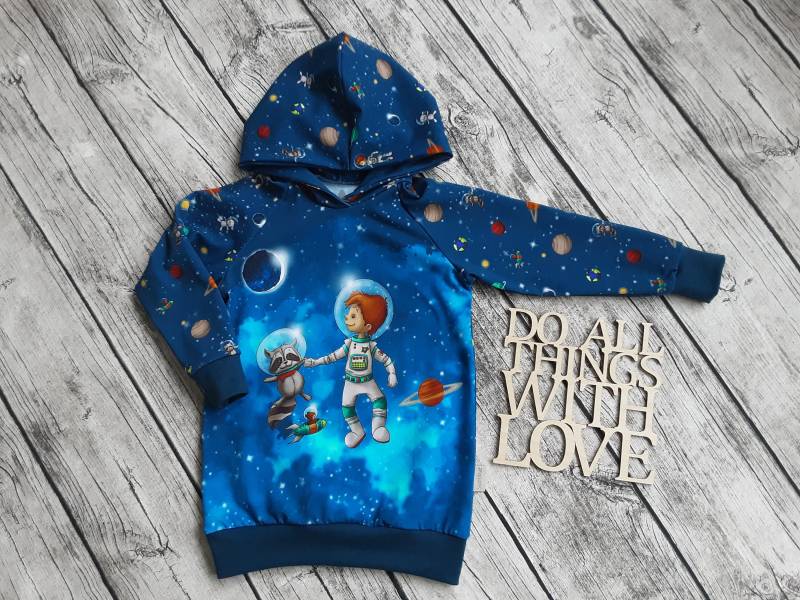 Letzter Größe 98 Kapuzenpullover Astronaut - Planeten, Weltraum Pullover Für Mädchen Und Jungs Dunkelblau von Stoffloewe