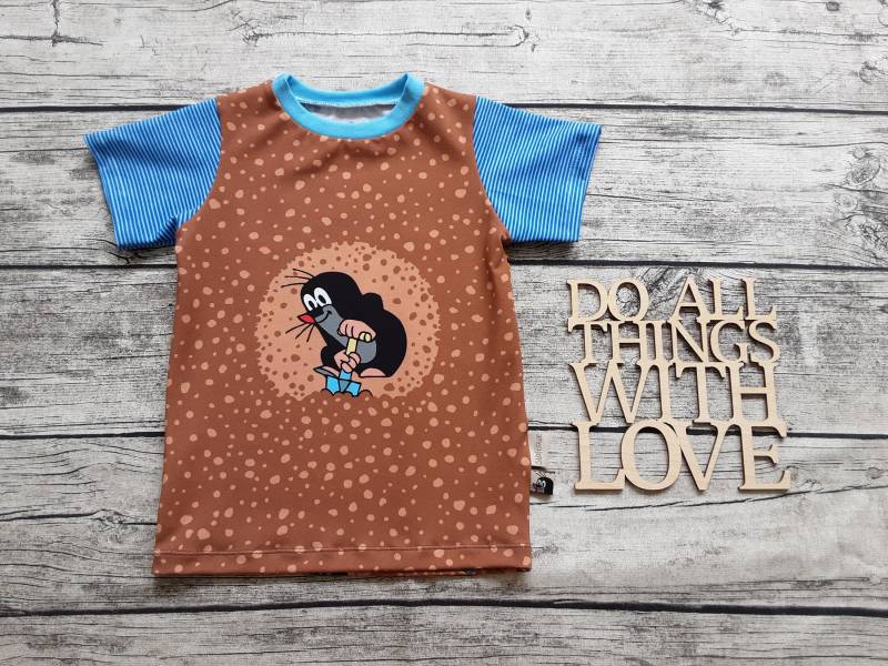 Letztes Größe 110 T-Shirt Pauli Der Kleine Maulwurf Braun/Blau von Stoffloewe