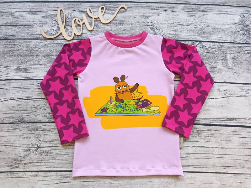 Letztes Größe 116 Langarmshirt Die Sendung Mit Der Maus - Pullover Für Mädchen Rosa/Pink von Stoffloewe