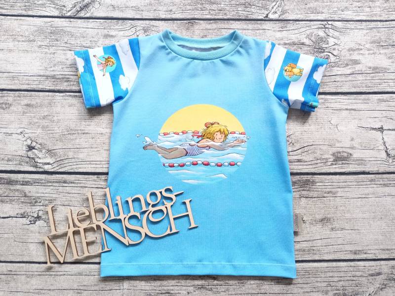 Letztes Größe 116 T-Shirt Meine Freundin Conni Macht Seepferdchen - Für Mädchen Und Jungs Hellblau von Stoffloewe