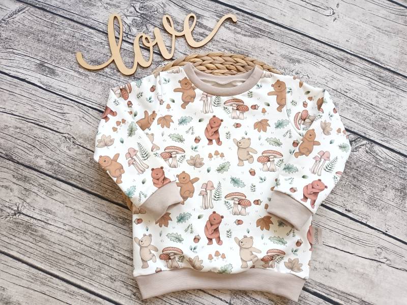 Letztes Größe 98 Sweatshirt Kleiner Bär - Pullover Für Mädchen Und Jungs Ecru/Beige von Stoffloewe