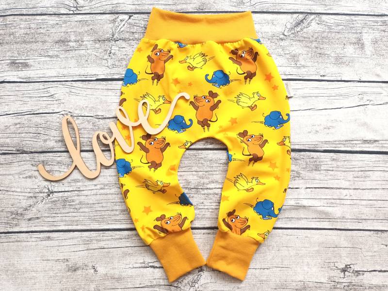 Pumphose Die Sendung Mit Der Maus, Elefant Und Ente - Babyhose Kinderhose Unisex von Stoffloewe
