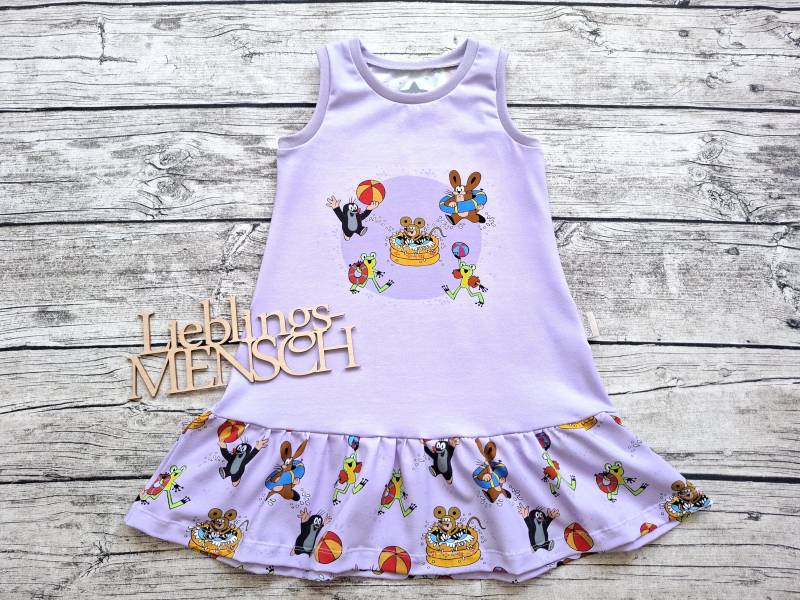 Letztes Größe 116 Sommerkleid Pauli Der Kleine Maulwurf Badespaß - Kleid Für Mädchen Hellila von Stoffloewe