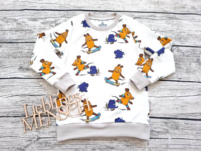 Sweatshirt Die Sendung Mit Der Maus Und Elefant Skateboard - Pullover Für Mädchen Jungs von Stoffloewe
