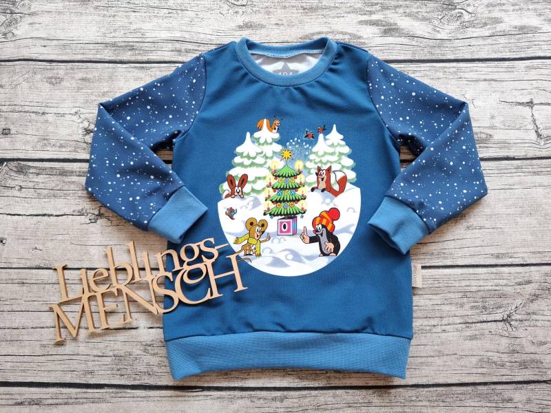 Einzelstück Größe 104 Sweatshirt Pauli Der Kleine Maulwurf Weihnachtszeit Für Mädchen Und Jungs von Stoffloewe