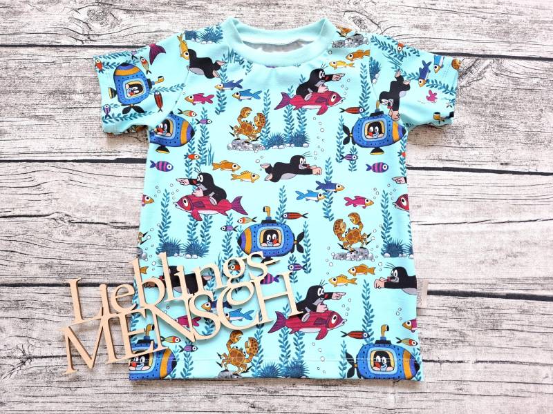 T-Shirt Pauli Der Kleine Maulwurf Unter Wasser - Für Mädchen Und Jungs Aquablau von Stoffloewe