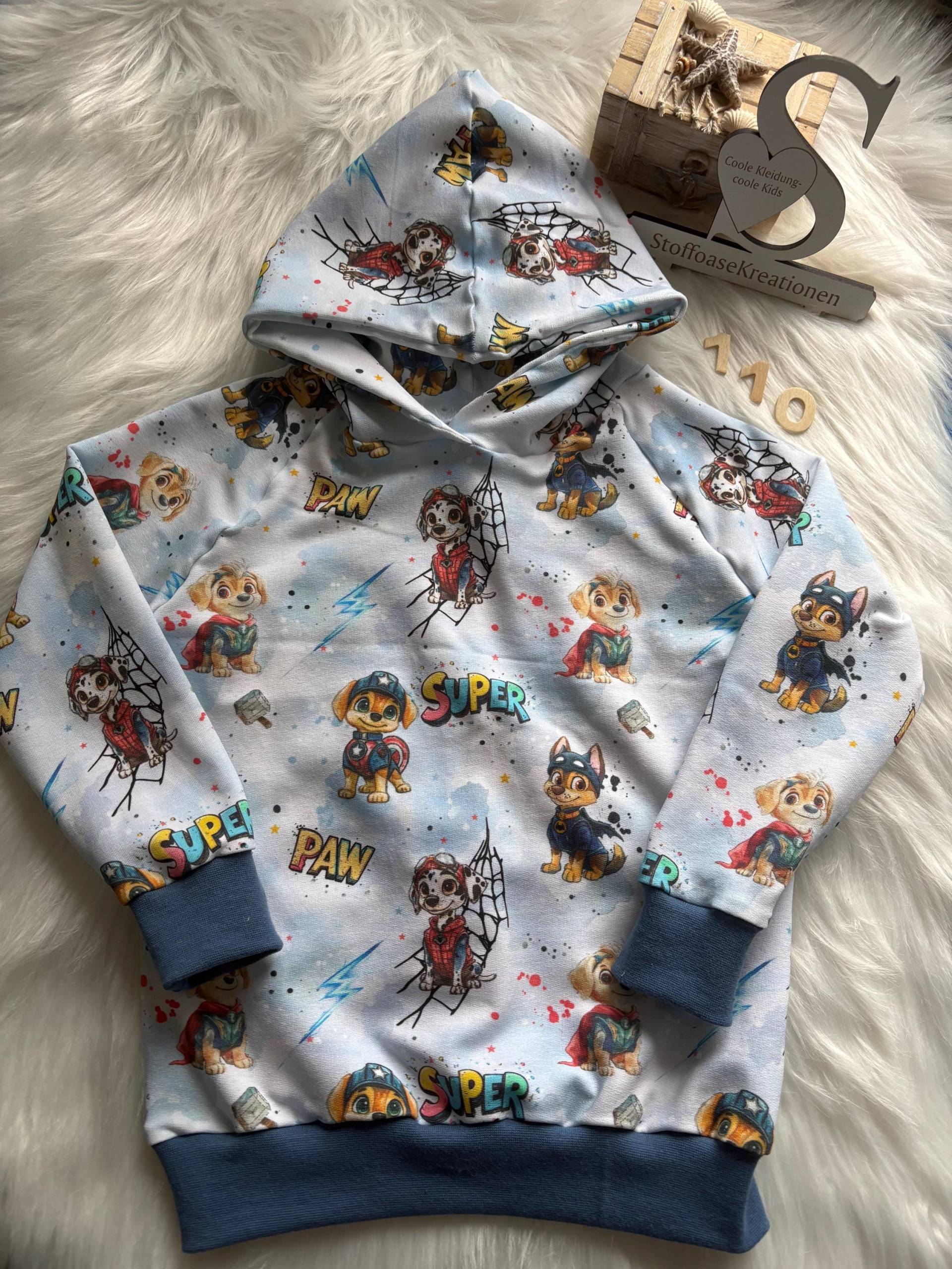 Hoodie Super Paw Größe 110 von StoffoaseKreationen