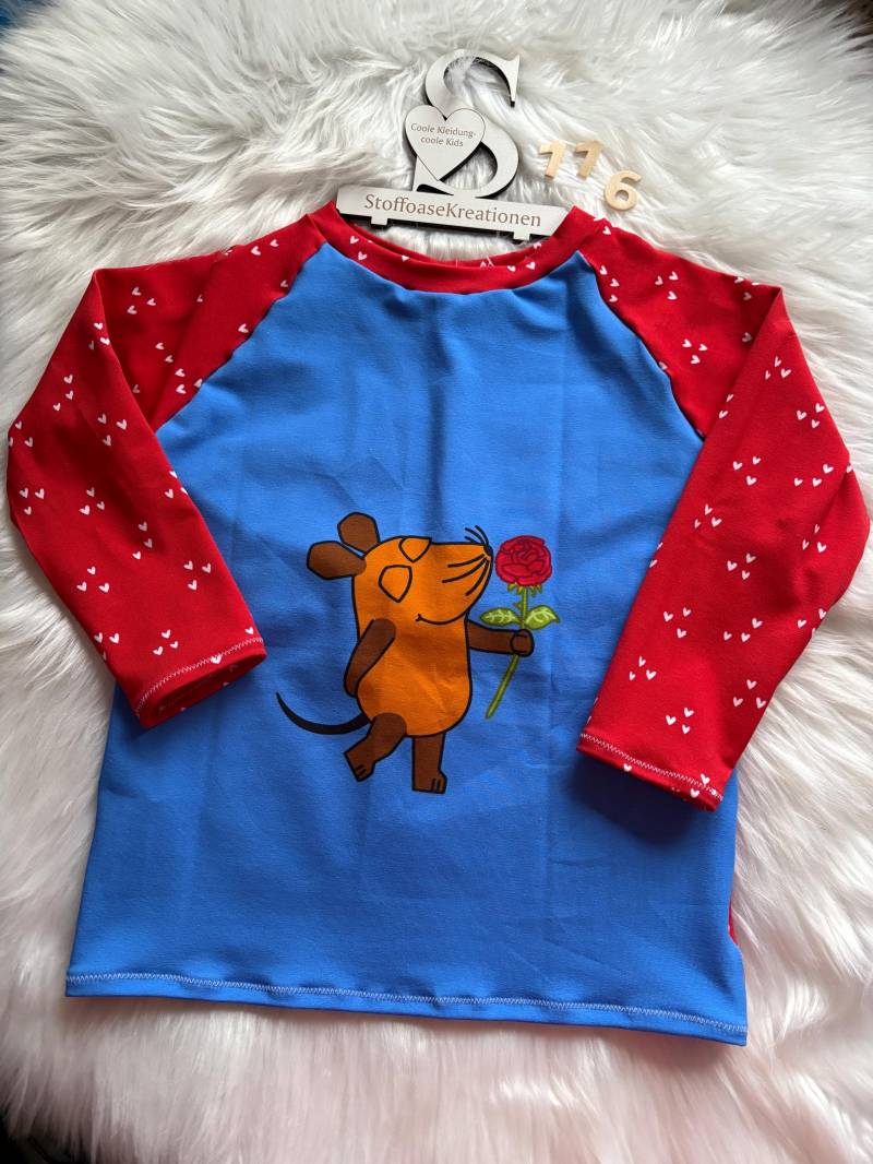Sweatshirt Maus Größe 116 von StoffoaseKreationen