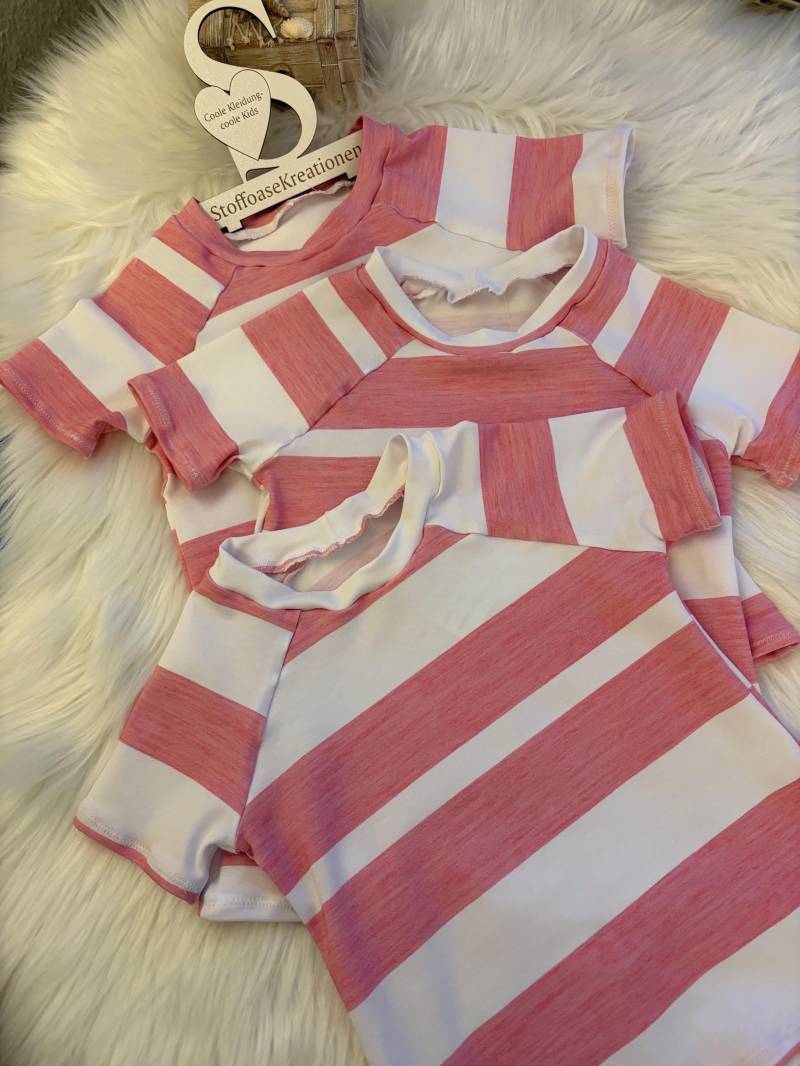 T-Shirt Streifen Rosa/Weiß von StoffoaseKreationen
