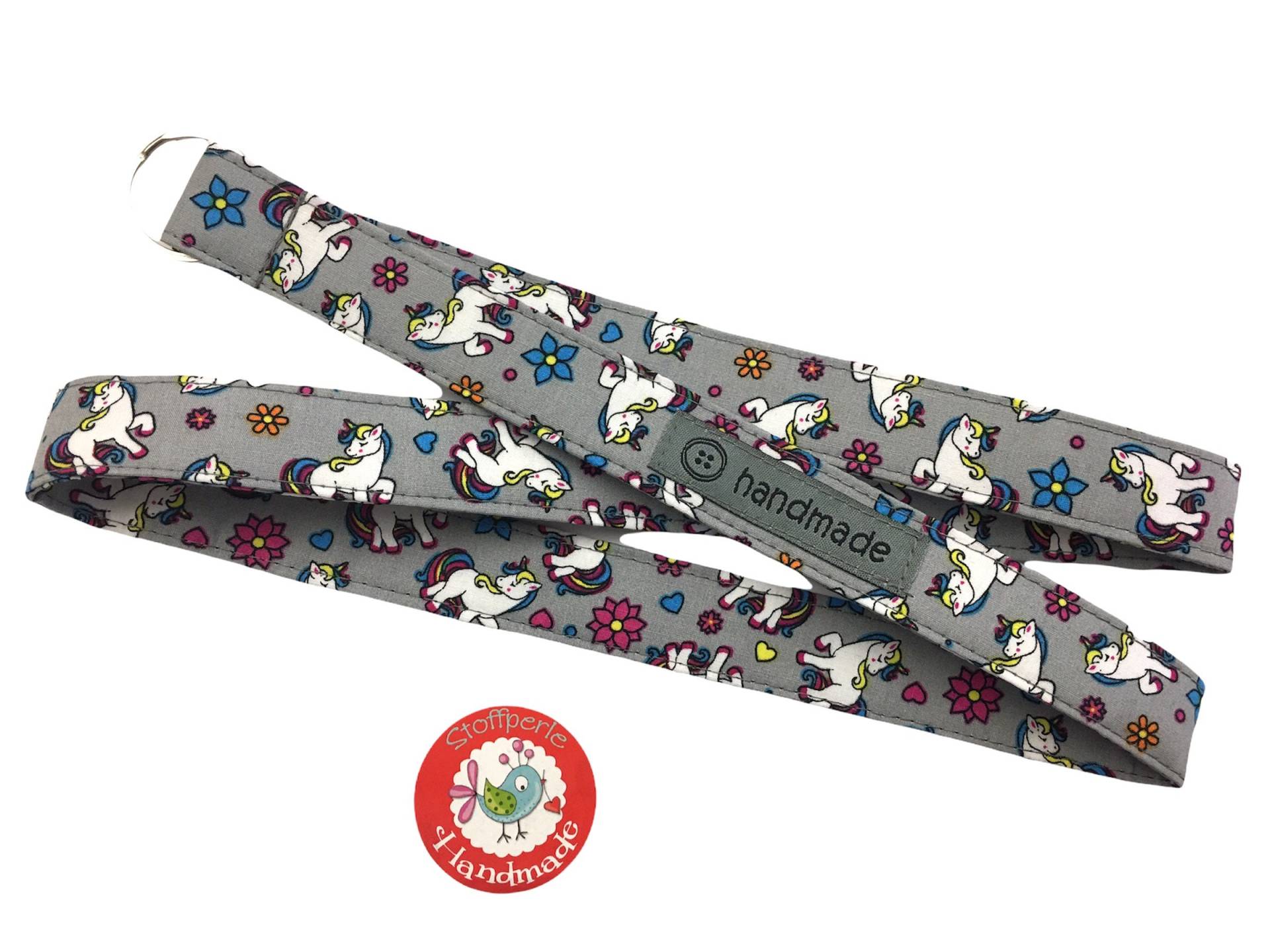 Schlüsselband - Einhörner & Blumen Grau/Bunt Schlüsselband - Einhörner & Blumen Grau/Bunt von StoffperleHandmade