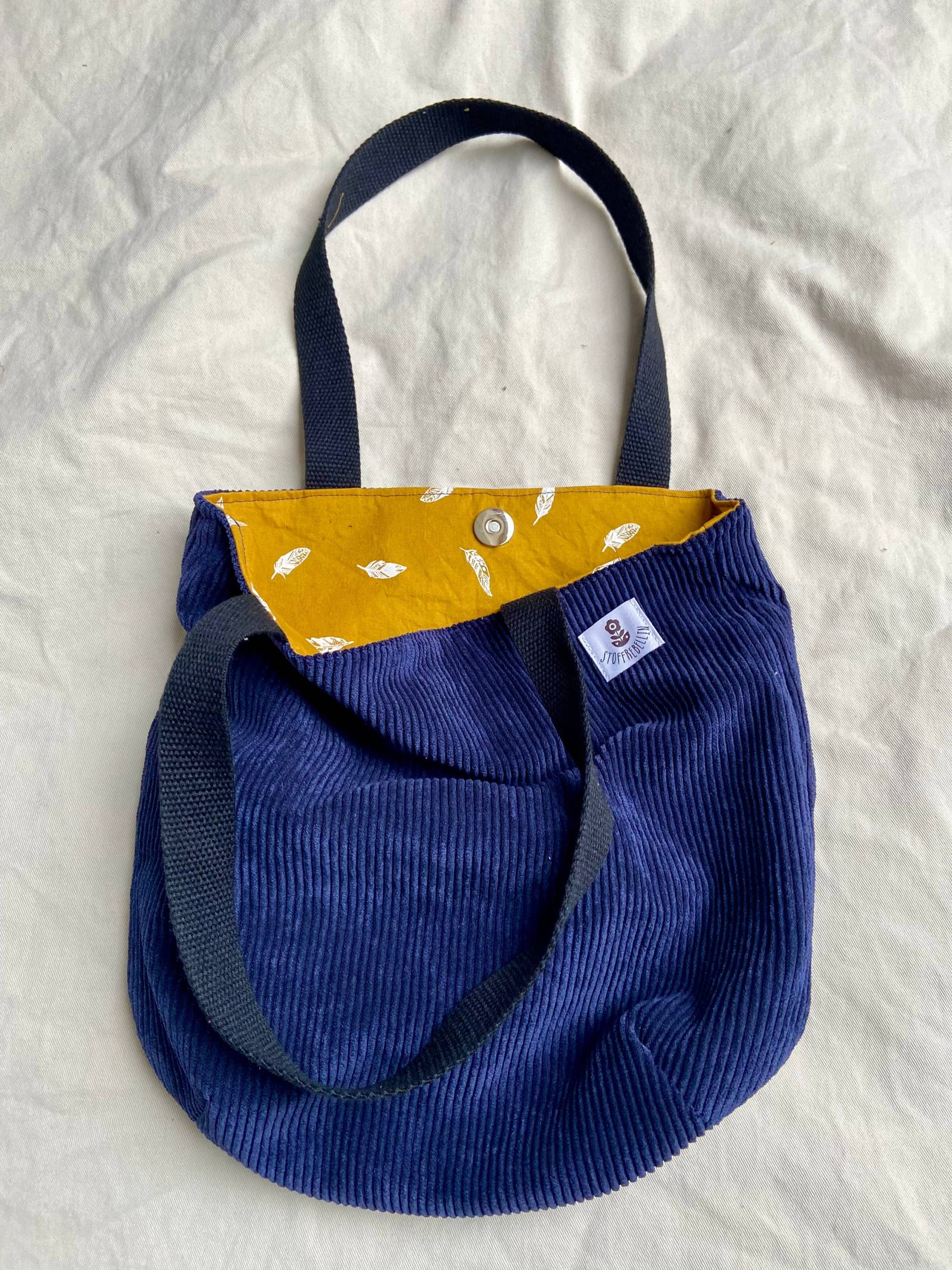 Frühstückstasche Frühstücksbeutel Lunchbag Kleine Cordtasche Mit Henkel Büro Arbeit Schule Picknick Kinder Luchtasche Totetasche Magnetknopf von Stoffrebellin