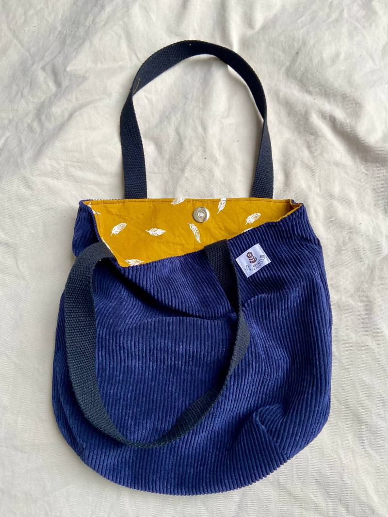 Frühstückstasche Frühstücksbeutel Lunchbag Kleine Cordtasche Mit Henkel Büro Arbeit Schule Picknick Kinder Luchtasche Totetasche Magnetknopf von Stoffrebellin