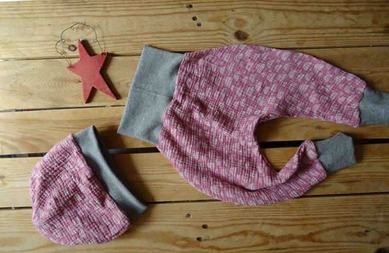 Pumphose Aus Musselin - Altrosa/Regenbogen von Stoffremise