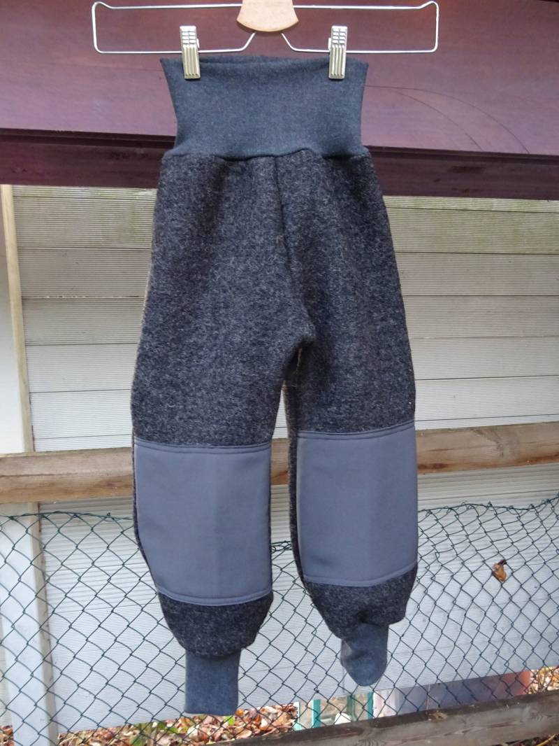 Wollwalkhose Für Kinder , Warm Und Robust Mit Softshellverstärkung , Anthrazit/Grau von Stoffremise
