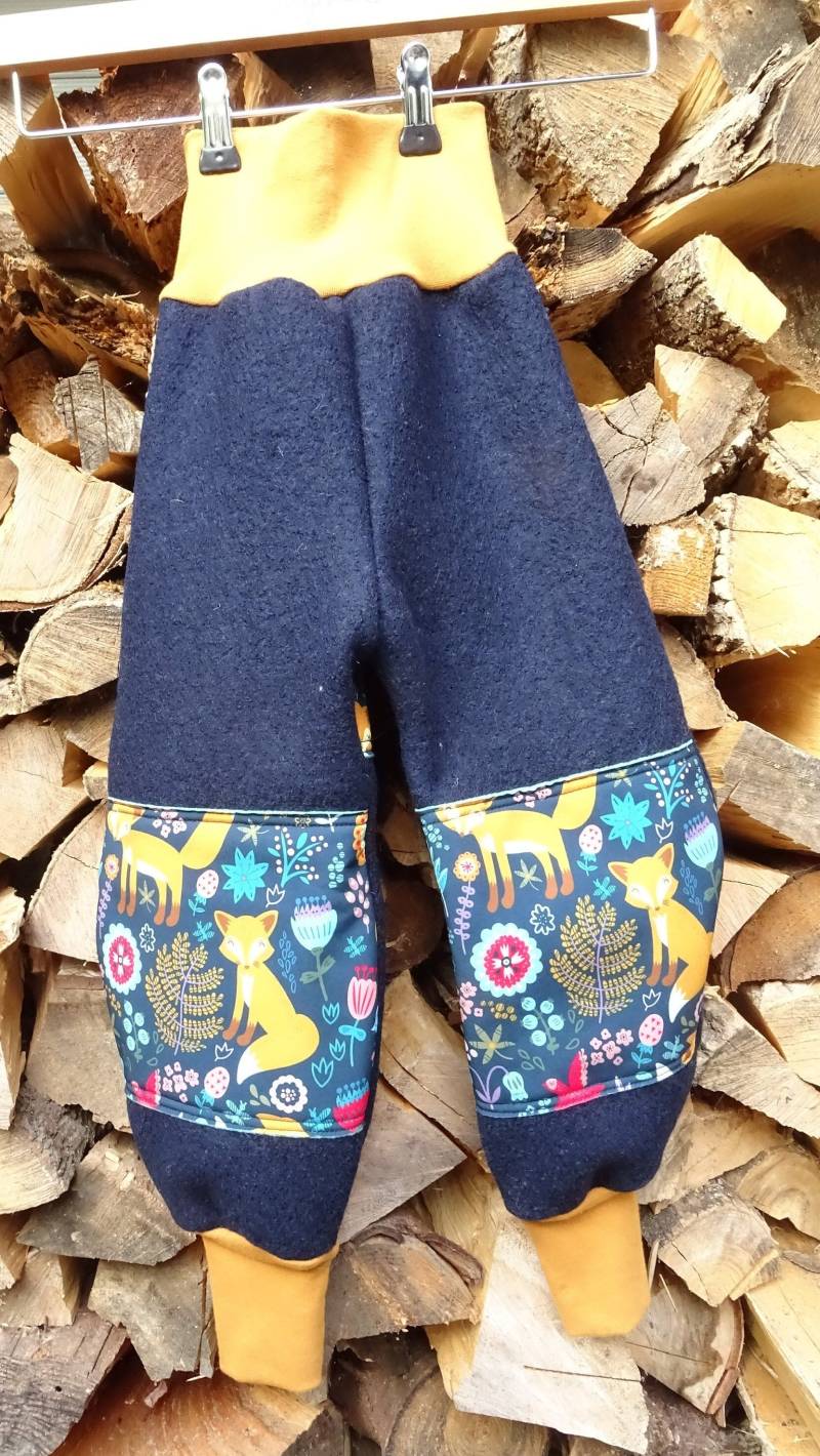 Wollwalkhose Für Kinder , Warm Und Robust Mit Softshellverstärkung , Dunkelblau/Fuchs von Stoffremise