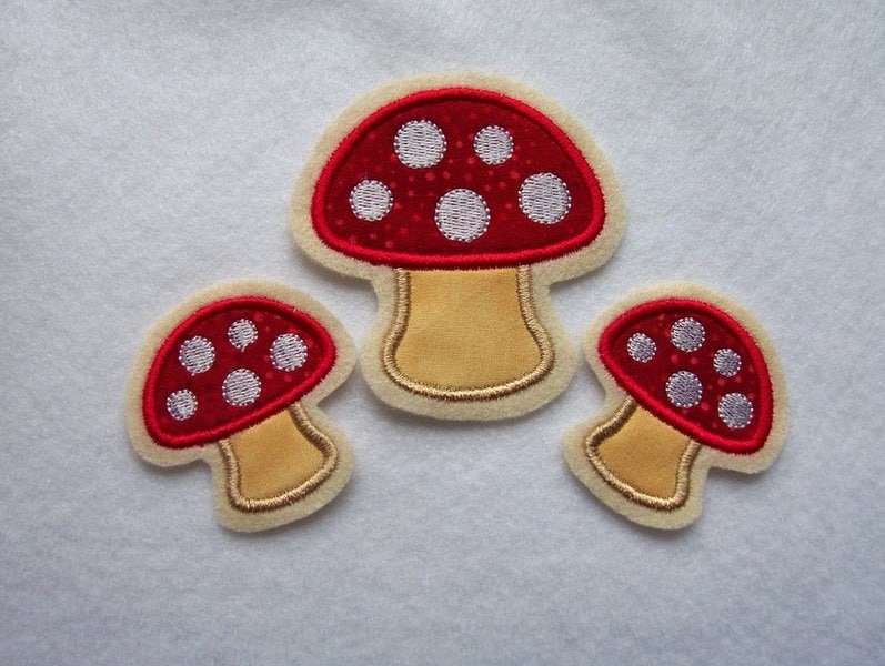 3 Fliegenpilz-Applikationen, Aufnäher von StoffzauberDesign