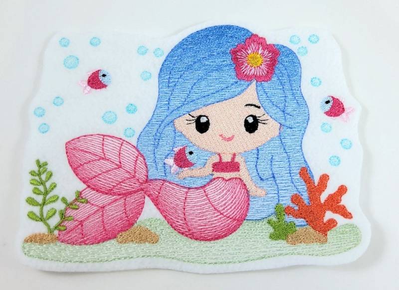 Meerjungfrau Applikation, Stickbild Nixe, Bügelbild von StoffzauberDesign