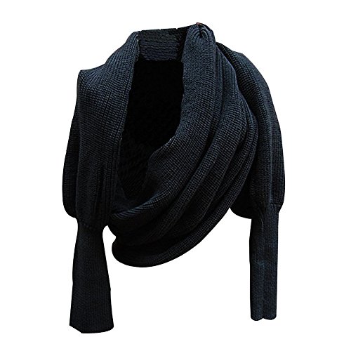 Stofirst Mode Herbst Winter Warm Häkeln Stricken Einfarbig Wrap Schal Shawl Cape mit Ärmeln Für Damen Herren von Stofirst