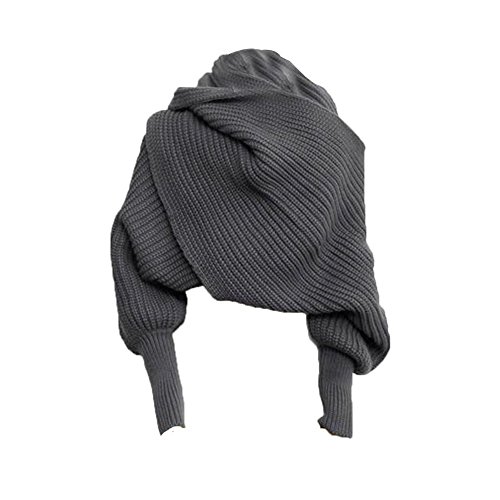 Stofirst Mode Herbst Winter Warm Häkeln Stricken Einfarbig Wrap Schal Shawl Cape mit Ärmeln Für Damen Herren von Stofirst