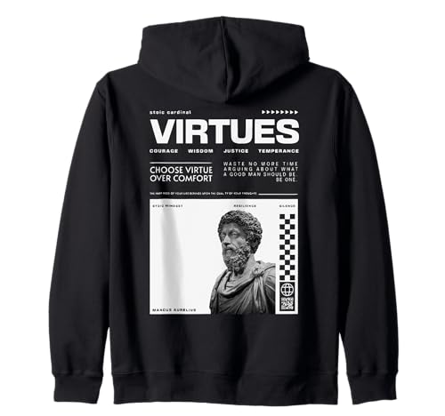 Wählen Sie Virtue Over Comfort Marcus Aurelius Stoic Herren Damen Kapuzenjacke Wählen Sie Virtue Over Comfort Marcus Aurelius Stoic Herren Damen Kapuzenjacke von Stoic Philosophy Apparel for Virtue Mindset Lovers