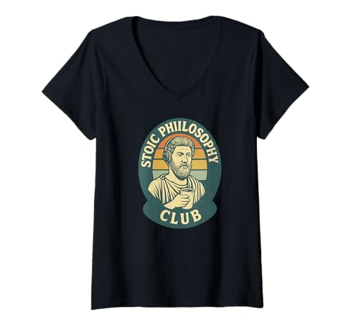 Damen Club für stoische Philosophie - T-Shirt mit V-Ausschnitt Damen Club für stoische Philosophie - T-Shirt mit V-Ausschnitt von Stoic Philosophy Design Co.