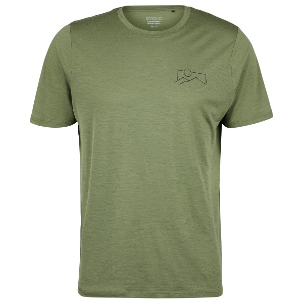 Stoic - Merino155 LaholmSt. Print T-Shirt Mountain - Merinoshirt Gr 4XL oliv von Stoic