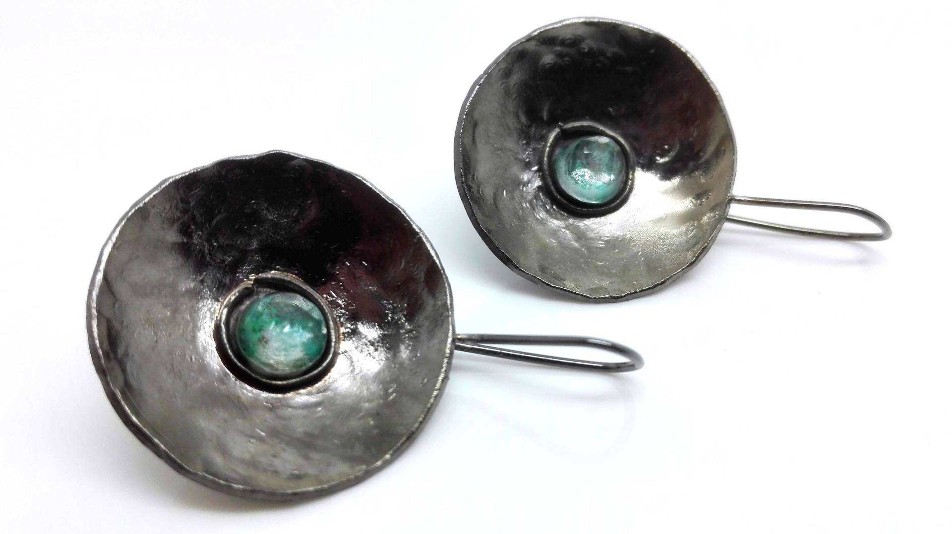 Chrysokoll Ohrringe, Echte Kristall, Sterling Silber Ohrringe von StoixeioJewelry