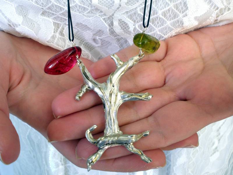sterling Silber Baum Anhänger Handgefertigte Edelstein Halskette von StoixeioJewelry