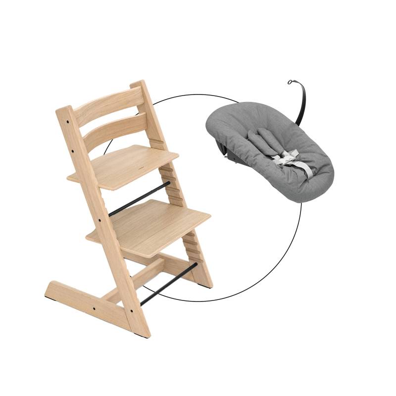 Stokke® Tripp Trapp® Bundle Treppenhochstuhl Eiche inkl. Newbornset deep grey von Stokke