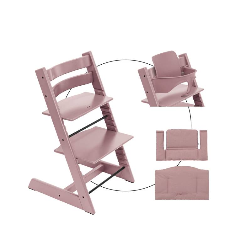 Stokke® Tripp Trapp® Bundle Treppenhochstuhl inkl. Sitzkissen Classic Heather Mauve und Babyset von Stokke