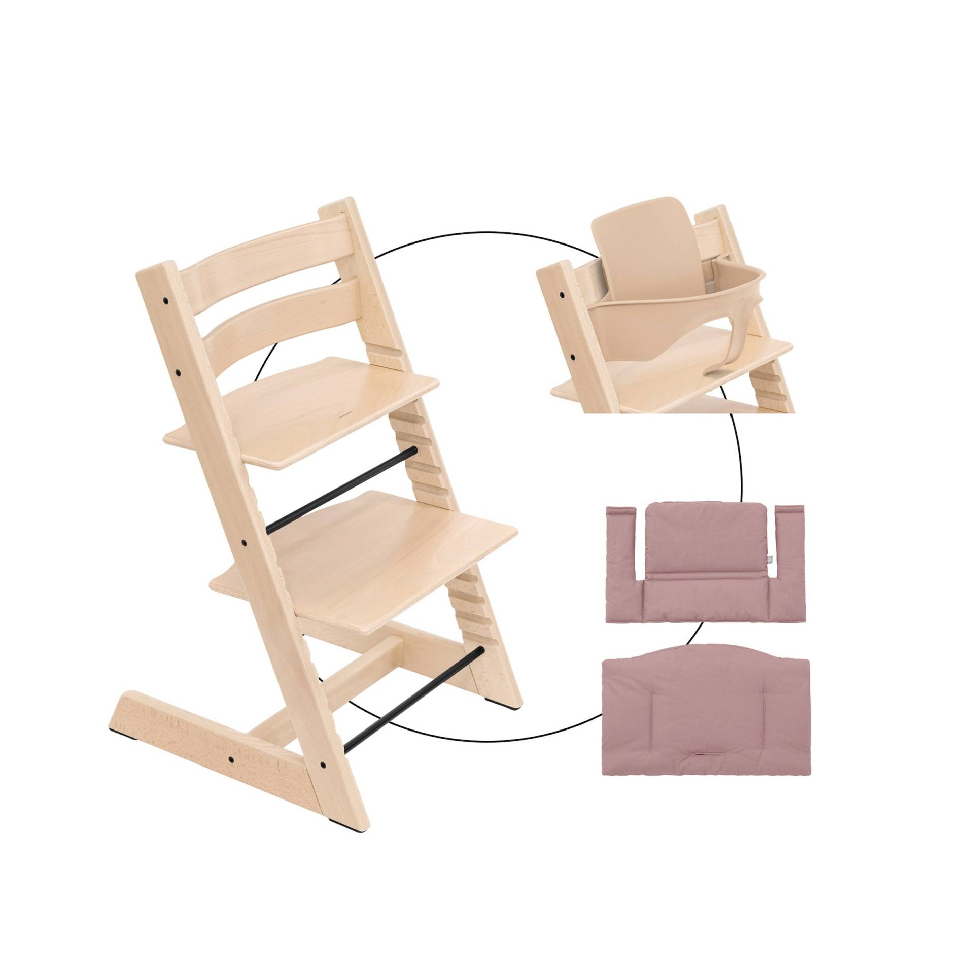 Stokke® Tripp Trapp® Bundle Treppenhochstuhl inkl. Sitzkissen Classic Heather Mauve und Babyset von Stokke