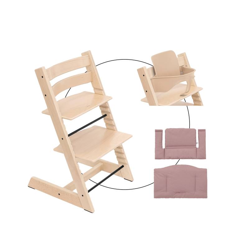 Stokke® Tripp Trapp® Bundle Treppenhochstuhl inkl. Sitzkissen Classic Heather Mauve und Babyset von Stokke