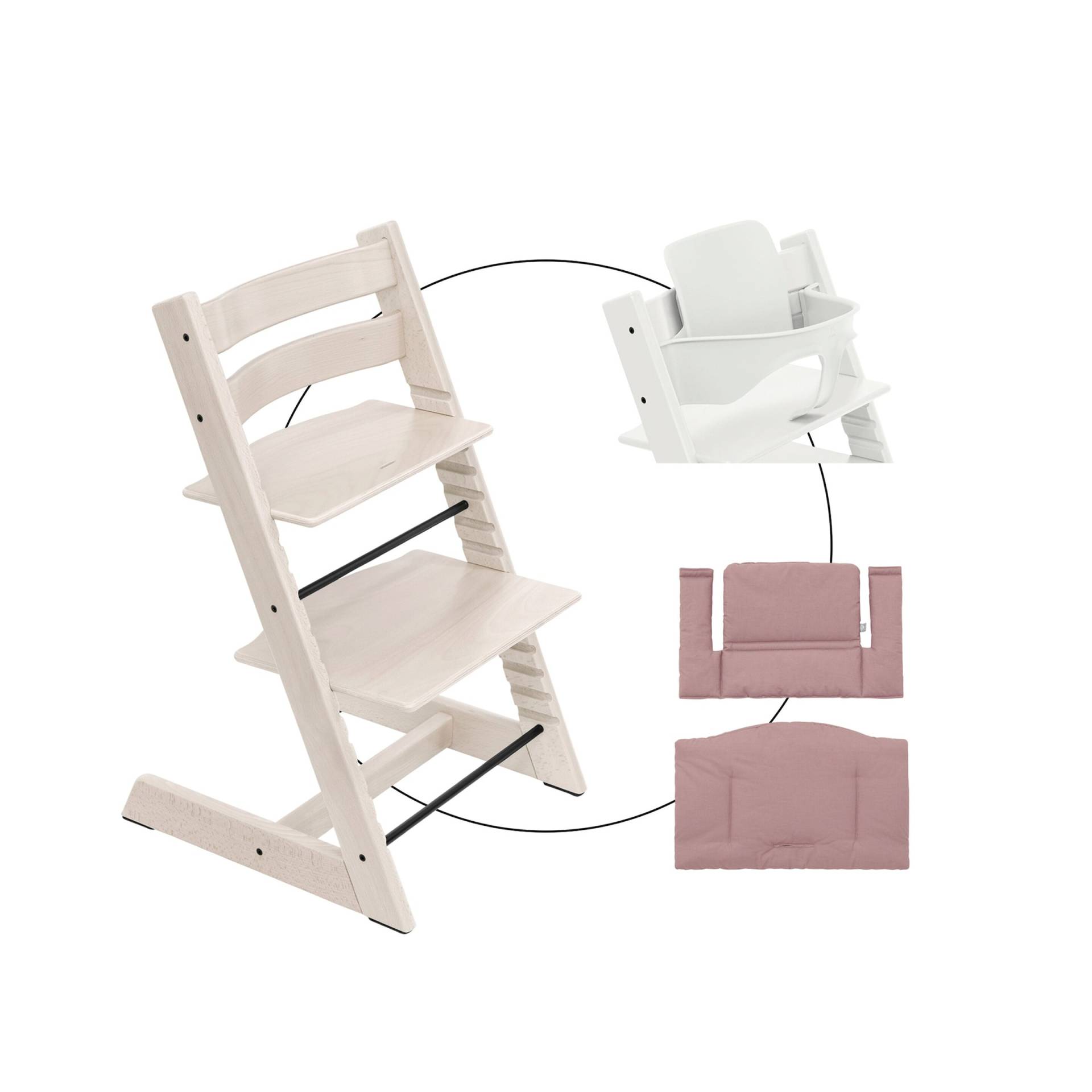 Stokke® Tripp Trapp® Bundle Treppenhochstuhl inkl. Sitzkissen Classic Heather Mauve und Babyset von Stokke