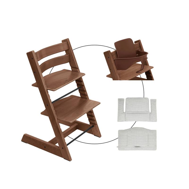 Stokke® Tripp Trapp® Bundle Treppenhochstuhl inkl. Sitzkissen Classic Nordic Grey und Babyset von Stokke
