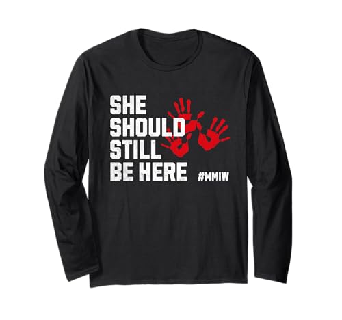 MMIW Stolen Sisters vermissen indigene Frauen mit roten Handabdrücken Langarmshirt von Stolen Sisters Missing Indigenous Women MMIW
