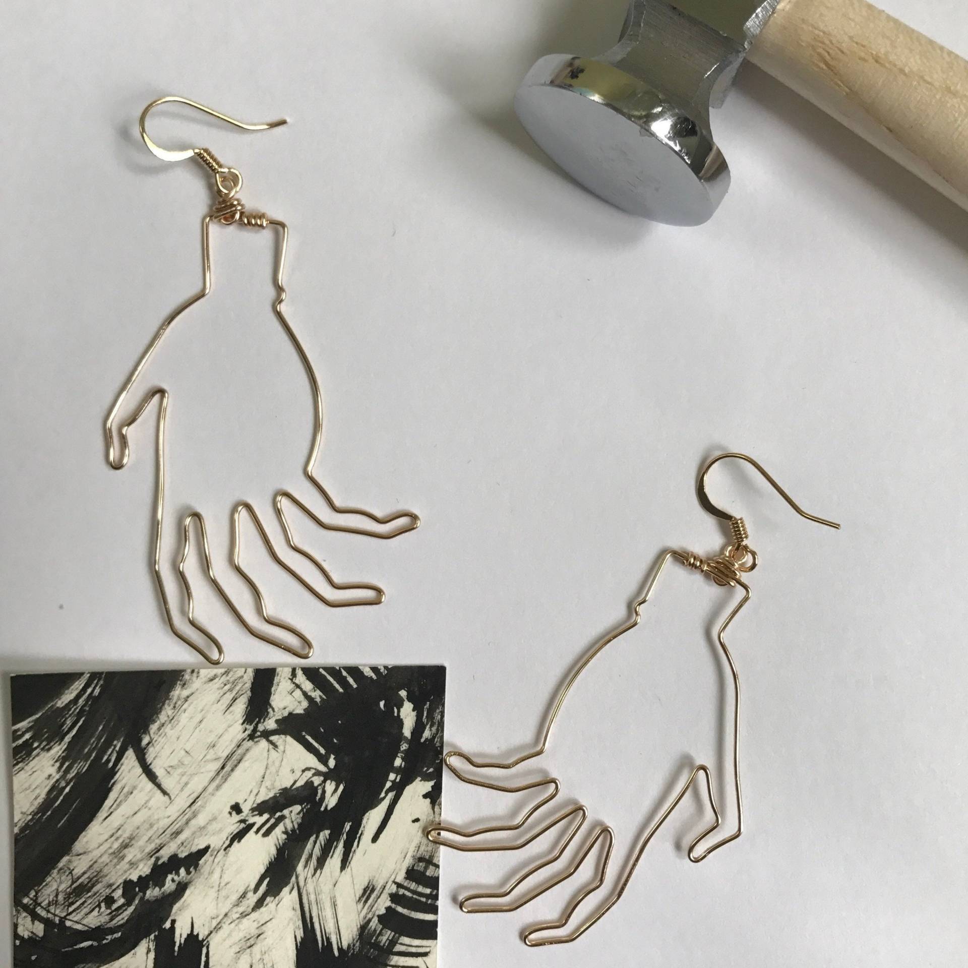 Hand-Ohrringe "Silber + Gold" Hand-Ohrringe "Silber + Gold" von StolenForms