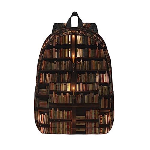 Stolmx Bibliothek Bücherregal Buch Laptop Rucksack, Rucksäcke Elementare Büchertaschen Frauen Mode Casual Tagesrucksack Reisen, Uni, Lehrer, Schwarz , M von Stolmx