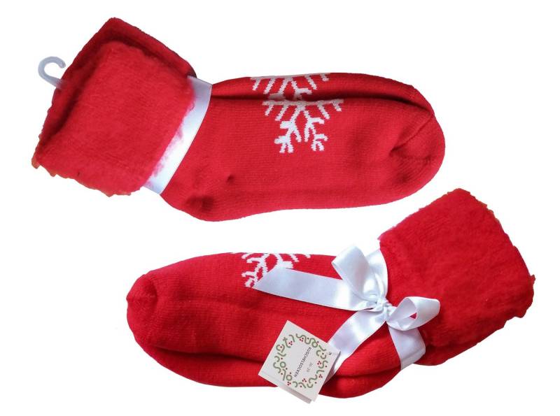 Stolz GmbH Kuschelsocken 1 Paar WEIHNACHTSSOCKEN 36-39 Kuschelsocken Wintersocken (Rot) Thermosocken Thermo Warm Winter Socken Hausschuhe von Stolz GmbH