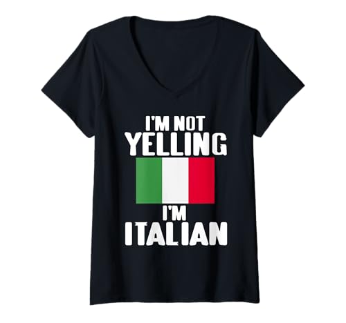 Damen Ich Schreie Nicht, ich Bin Italiener Humor T-Shirt mit V-Ausschnitt Damen Ich Schreie Nicht, ich Bin Italiener Humor T-Shirt mit V-Ausschnitt von Stolz Italien Familie Kultur Laut Witzig
