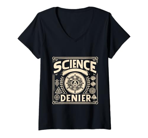 Damen Science Denier Anti-Wissenschaft-Verschwörung ||- T-Shirt mit V-Ausschnitt von Stolze Aussage gegen den Wissenschaft